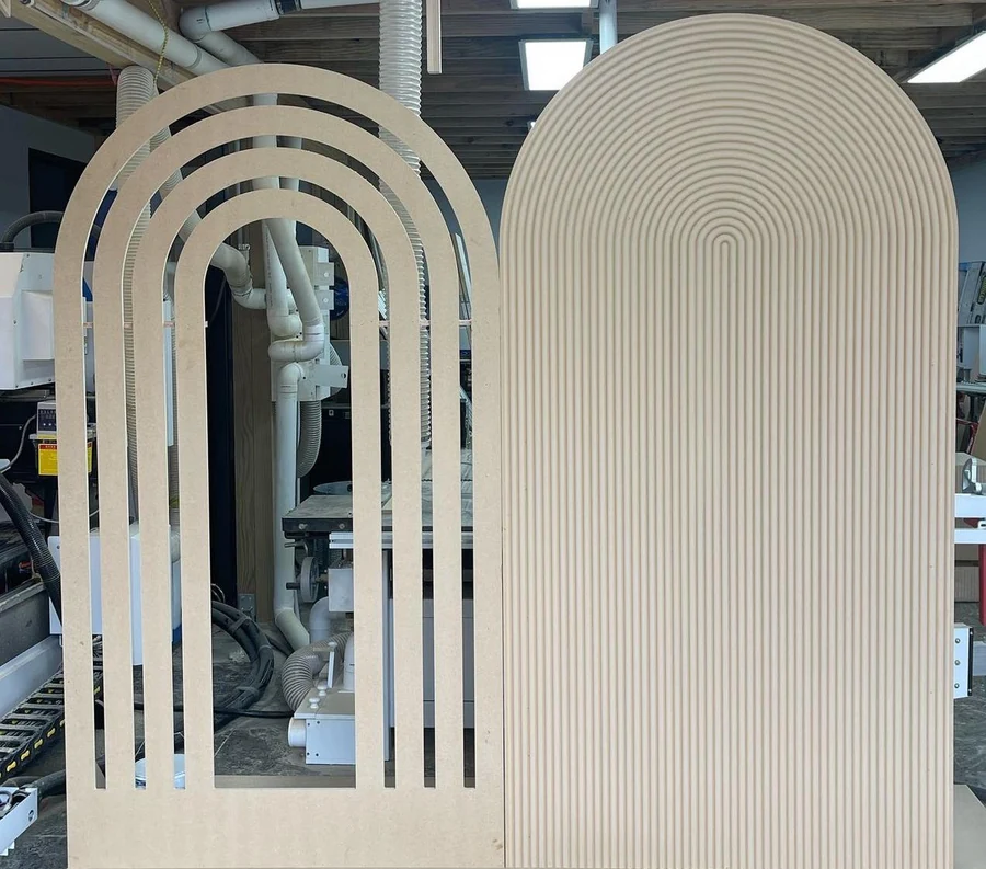 Arch frames cut and standing raw before paint